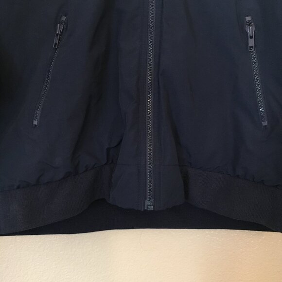 Vintage Lands End Coat M Polartec Navy Blue Fleece Lined Bomber Style - Picture 4 of 5